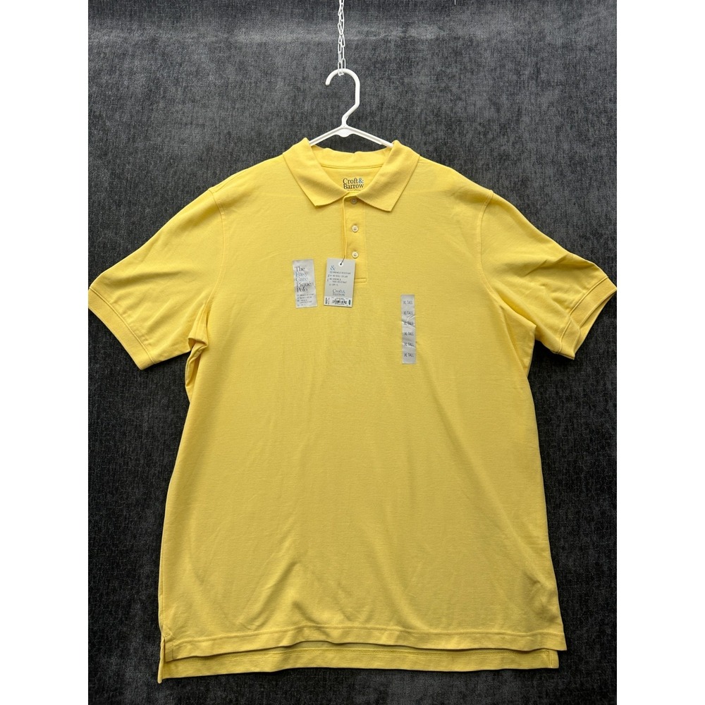 Croft & Barrow Pique Polo Shirt Mens XLT Light Maize Classic UPF 50+ Tennis Tail